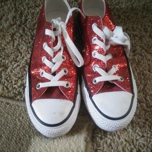 Ruby red glitter converse